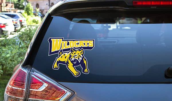 mascot sticker on rearview car window