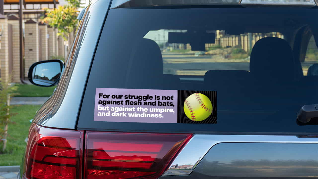 Church softball bumper sticker