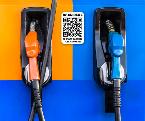 QR code sticker on gas pump