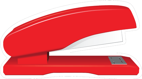Red stapler die-cut sticker