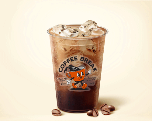 Iced coffee with clear logo sticker