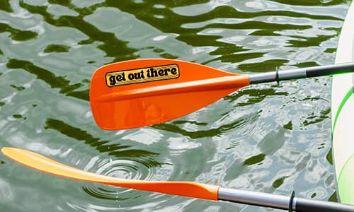 Sticker on a boat paddle