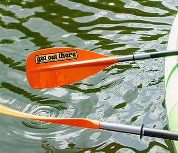 Custom Waterproof stickers on a boat paddle | Stickers.com