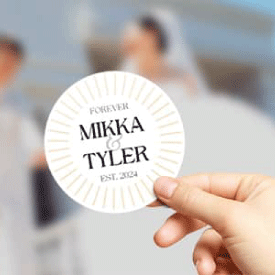 Mikka & Tyler custom wedding sticker | Stickers.com